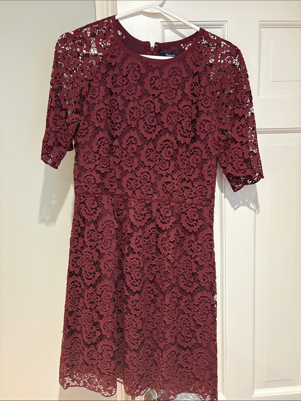 Madewell Lace Magnolia Women's Lace Fit-and-Flare Dress in Burgundy